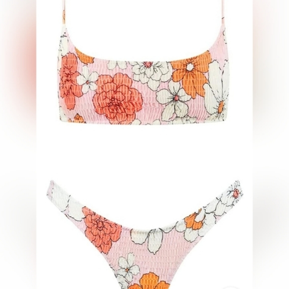 🐬Women's Triangle Bikini Smocked Textured Scoop - Picture 1 of 5